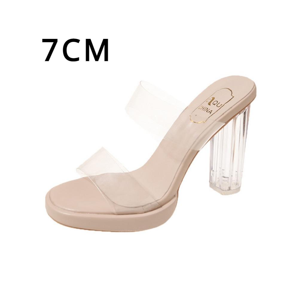Летние тапочки на высоком каблуке с одним ремешком верхняя одежда из ПВХ модные женские тапочки на каблуке с кристаллами 35 2619₽