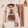Autumn/Winter Velvet Thickened 2-Piece Set for Girls (Ages 12-15): Sweatshirt & Casual Sportswear