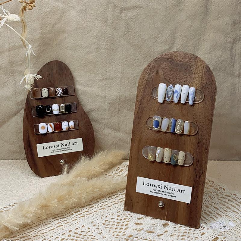 Ancient Style Nail Art Color Board Walnut Display Board Adornment Wear Nail Polish Glue Color Card Manicure Sample Display Rack