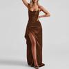 Spring new women's clothing, Europe, America, fashionable and elegant solid color split suspender dress