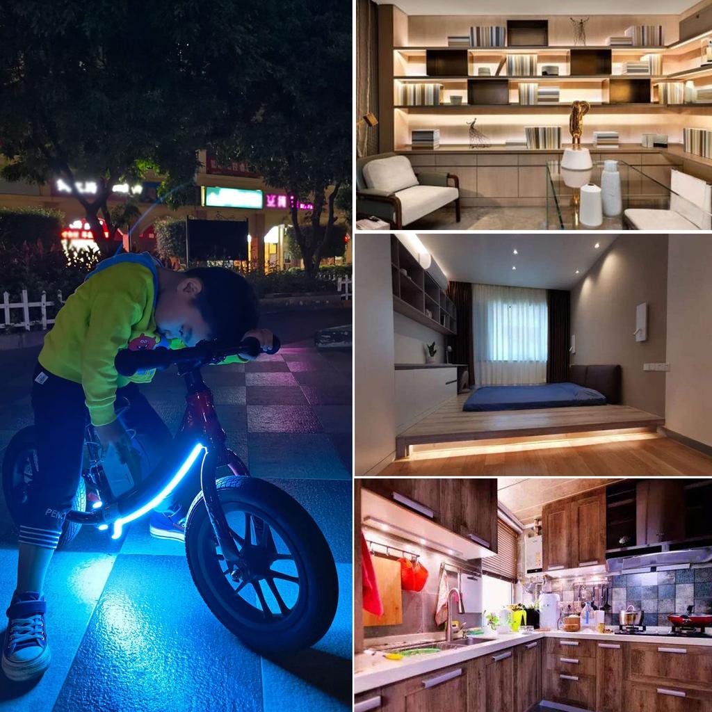 [Rye] LED Strip Light DC5V COB Tape Light Suit Flexible High Density LED Tape Light 1.5m 320 LEDsm Warm White 3000K 180° Emitting CRI90, Power Cord