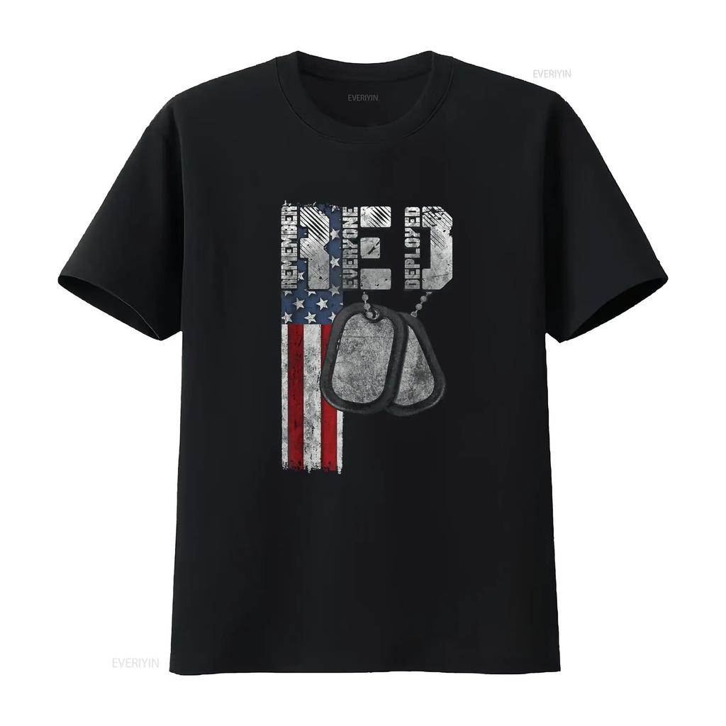 Remember Everyone Deployed T Shirt vintage Washed Breathable homme Slightly fashion Stretched Casual Stylish Versatile