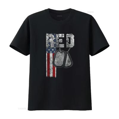 Remember Everyone Deployed T Shirt Vintage Washed Breathable Homme Slightly Fashion Stretched Casual Stylish Versatile