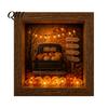 Personalized Halloween Display Shadow Box Frame DIY Lighted Craft Kit, Wooden Night Light with Seasonal Interior Decor Sea Glass Stones, Gothic