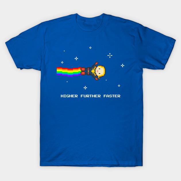 Men Black Print T-shirt Higher, Further, Faster — Nyan (Captain) Marvel No-Cut Transfer Paper Print Cotton Tshirt 2XL королевский синий