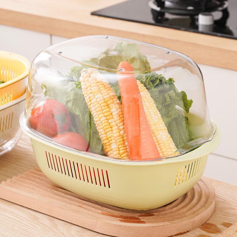 Double-Layer PET Vegetable & Fruit Draining Basket