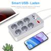 EU Plug Power Strip AC Outlet Multitap Extension Cord Electrical Socket, Wall Mount Flat Plug, with 4 USB Fast Charging