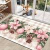 Christmas Style Entry Door Entryway Carpet Pink Floral Christmas Plaid Non Slip Water Absorbent Foot Mat Holiday Decor