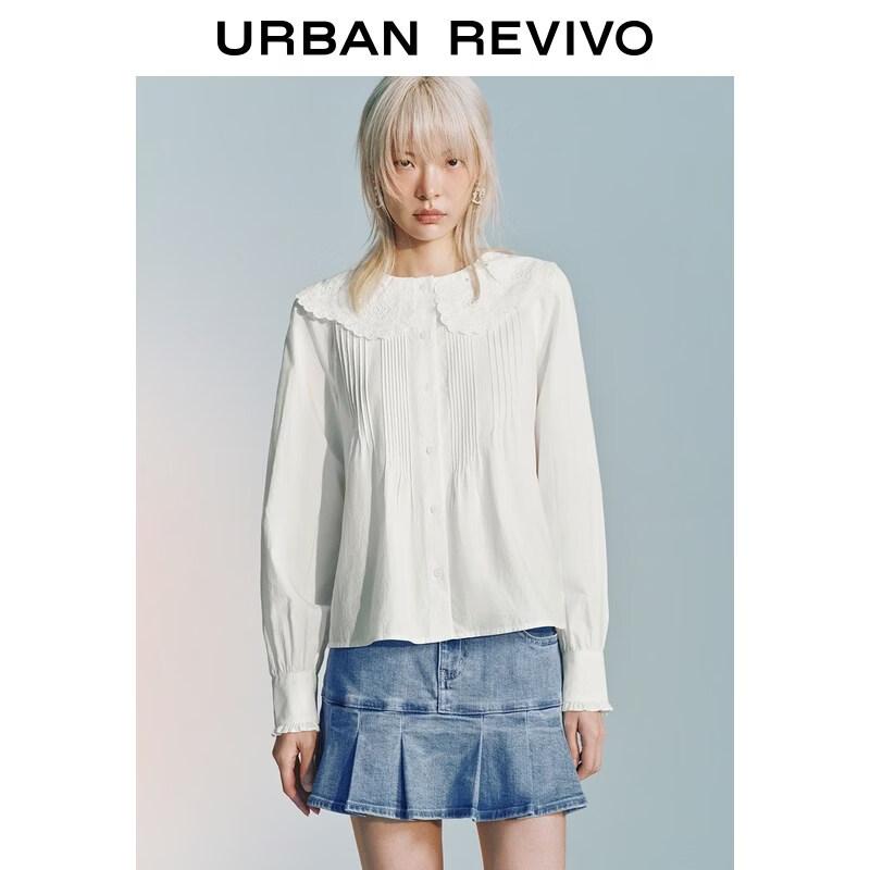 UR2026 Women s Elegant Embroidered Pleated Shirt S