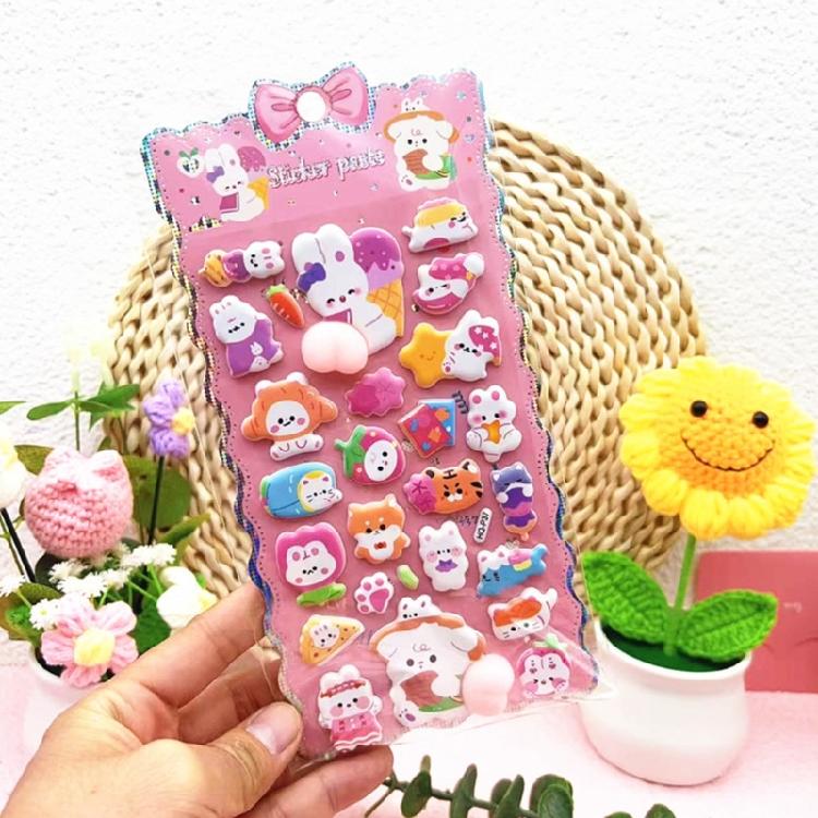 Reusing Tiny Sticker for Phone Case Notebook Handcraft Cute Puffier Sticker for Kids, 3D Design Sticker for Boys Girls