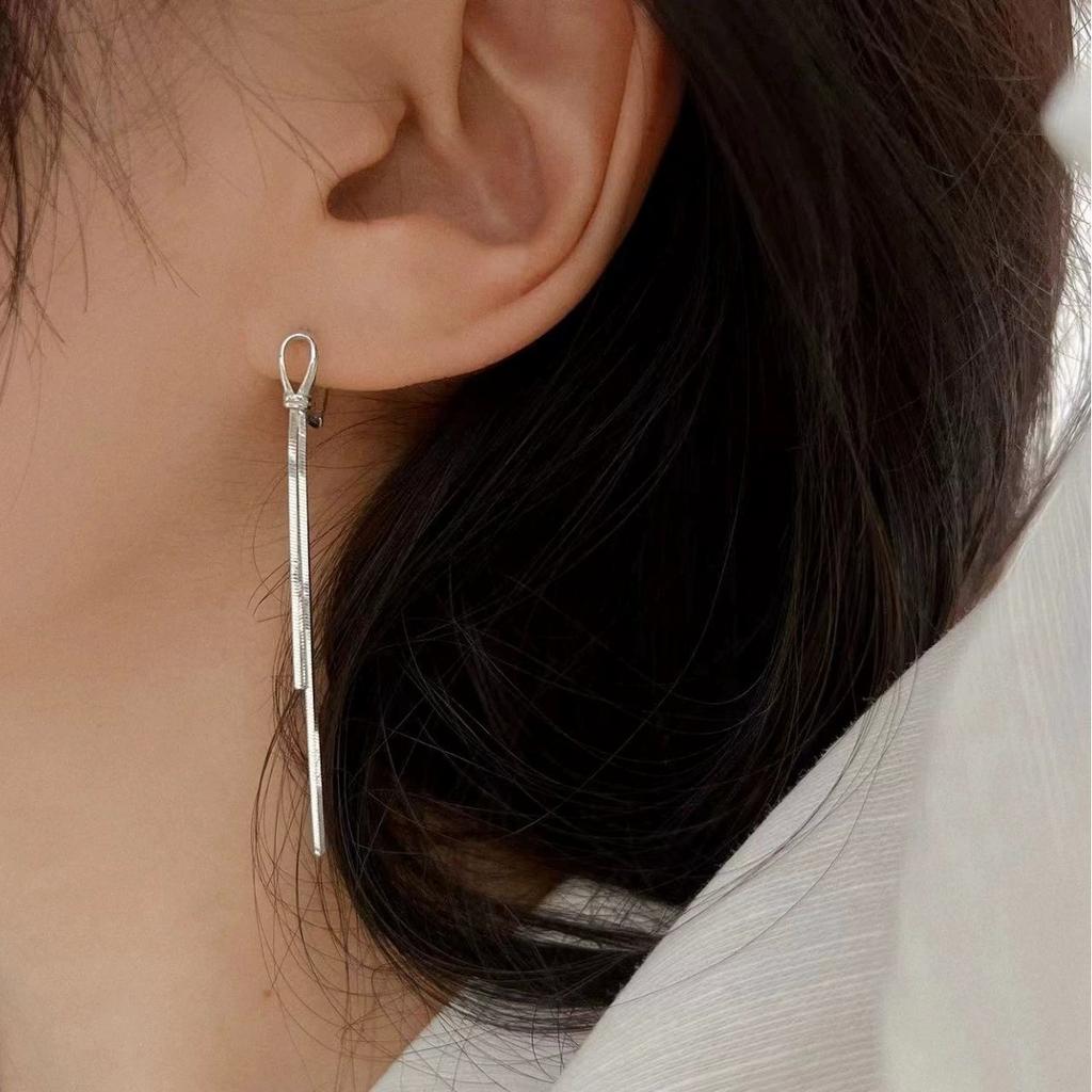 Fashion Korean Jewelry 925 Sterling Silver Tassel Chain Hoop Earring for Women Silver Earring Jewelry Manufacturer