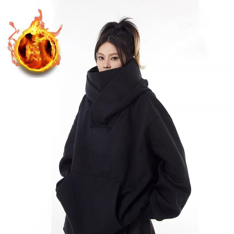 Autumn Fashion Casual Turtleneck Hooded Fleece Sweatshirt