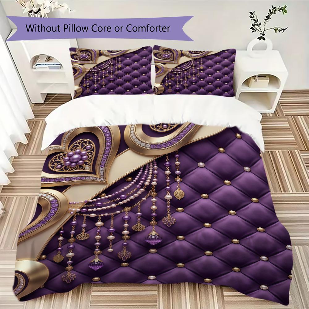 Gorgeous Heart Pattern Bedding uilt Set uilt Cover Pillowcase Home Decoration Birthday Gift (1 * duvet cover + 2 * pillowcase without core)