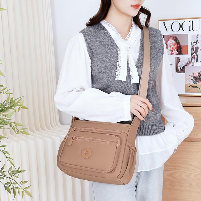 Women's Bag Multi-Layer Zipper Shoulder Bag Nylon Crossbody Bag