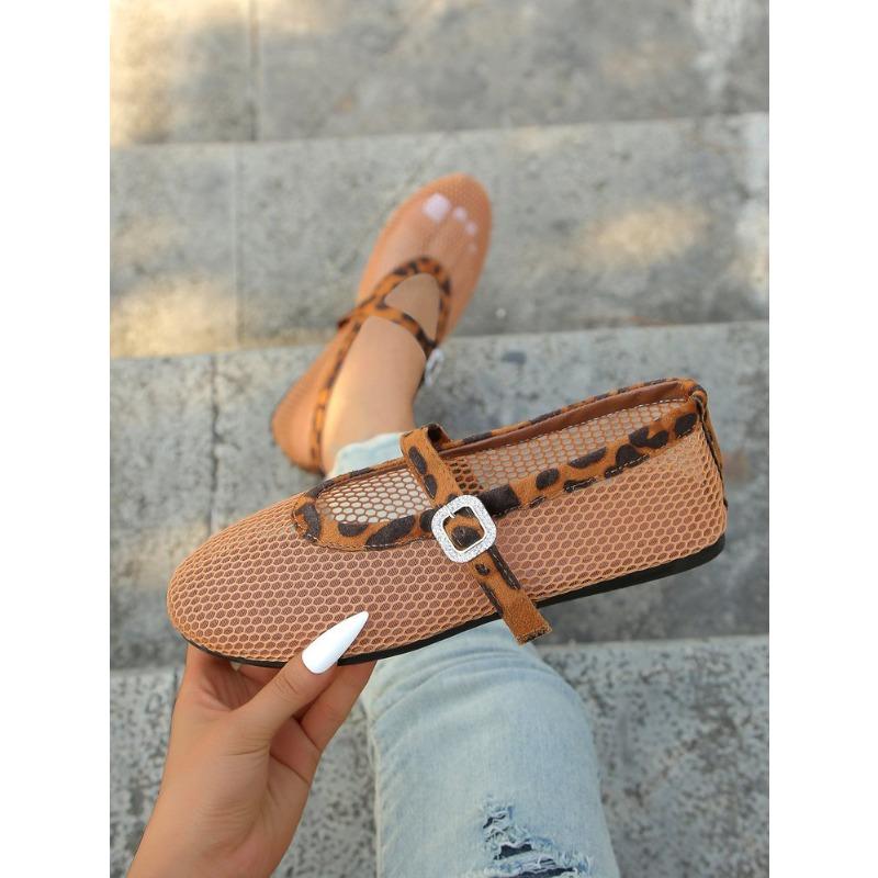 

Обувь больших размеров Сандалии с вырезами Женские Плоские Плоские С мыском на одной пуговице 43 цветной печати леопарда