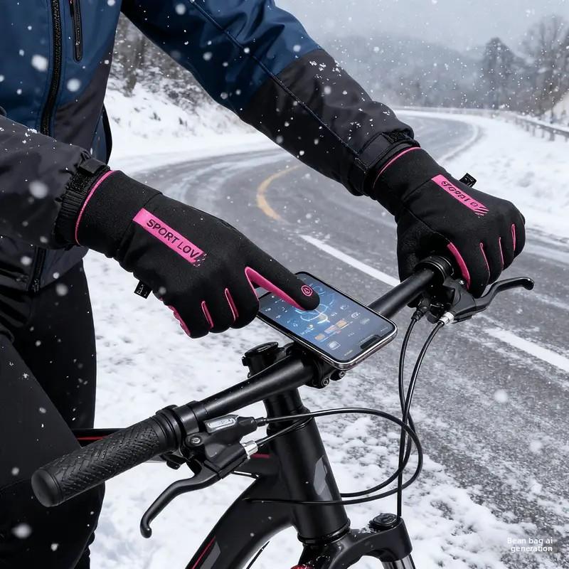 Winter Thermal Touchscreen Gloves for Women Waterproof Outdoor Cycling Gloves Thick Fleece Anti-Slip Design Ideal Christmas Gift