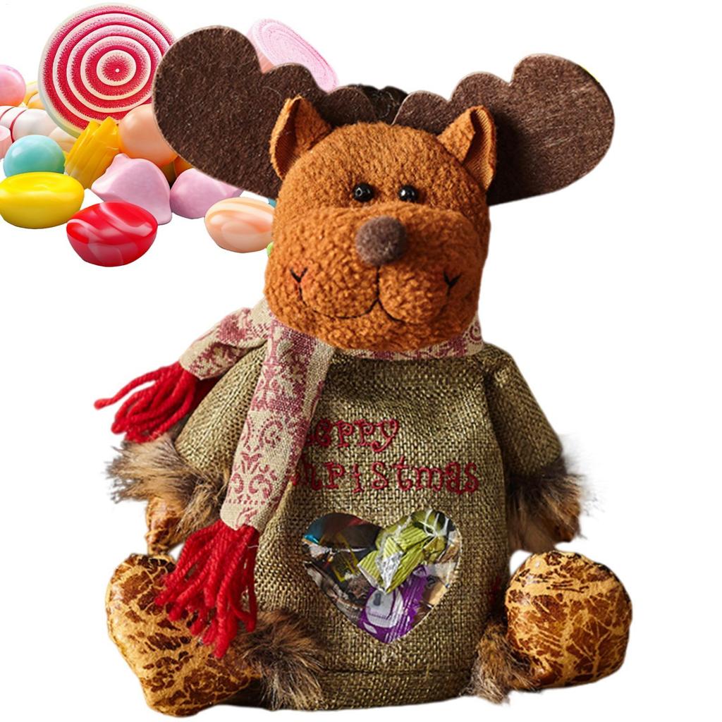 Merry Christmas Gift Bags Santa Claus/Elk/Snowman Creative Doll Candy Bag Zipper Design Fabric Storage Bags Gift Pouches