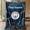 Custom Text Flannel Throw Blanket, Lightweight Cozy Bed Sofa BlanketManchester City