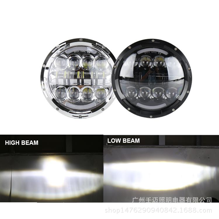 

7-Inch 80W High-Brightness Headlight for Harley and Jeep Wrangler - European and American Compatible Black Base