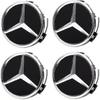 4pcs Wheel Center Caps For Mercedes Benz, 75mm/2.95inch Abs Car Wheel Center Caps Hub Cover (black)