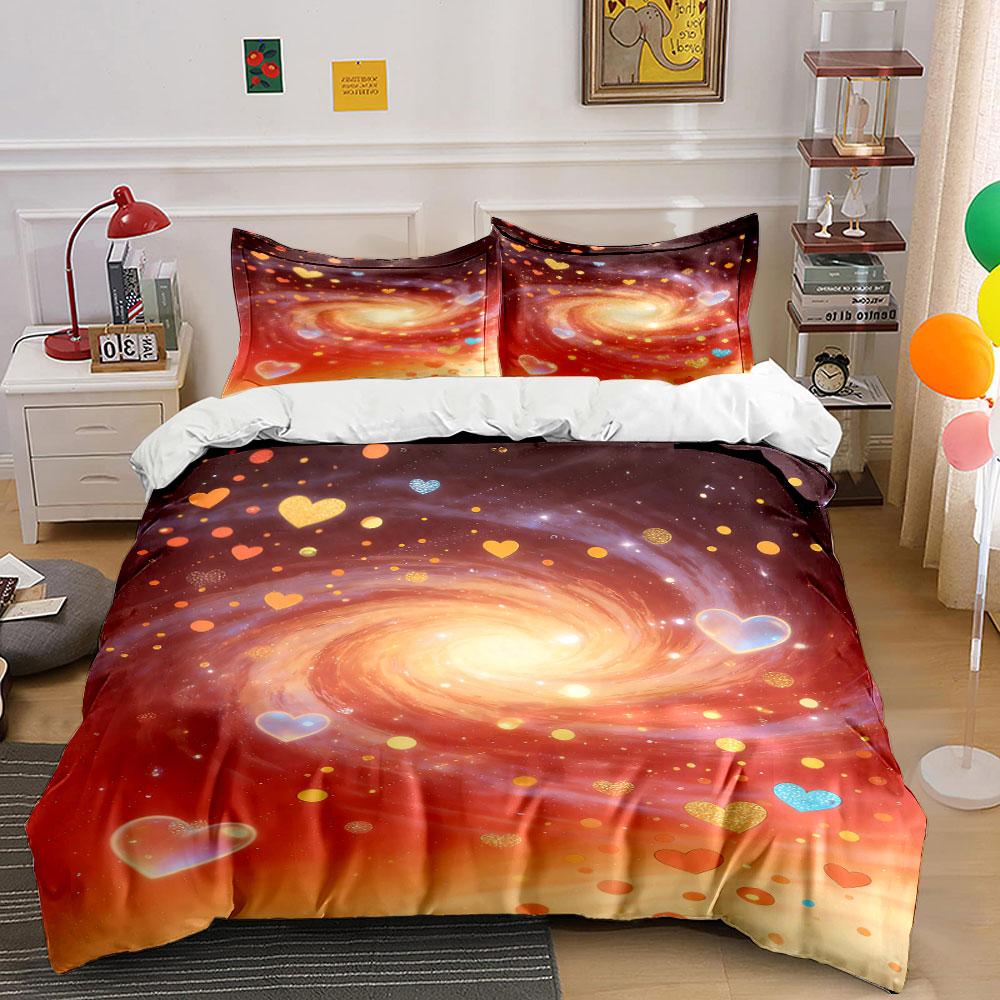 Galaxy swirl, sparkling hearts. Bedding sets Duvet cover sets Duvet covers Pillowcases(1 * Duvet Cover 2 * Pillowcases without duvet insert)
