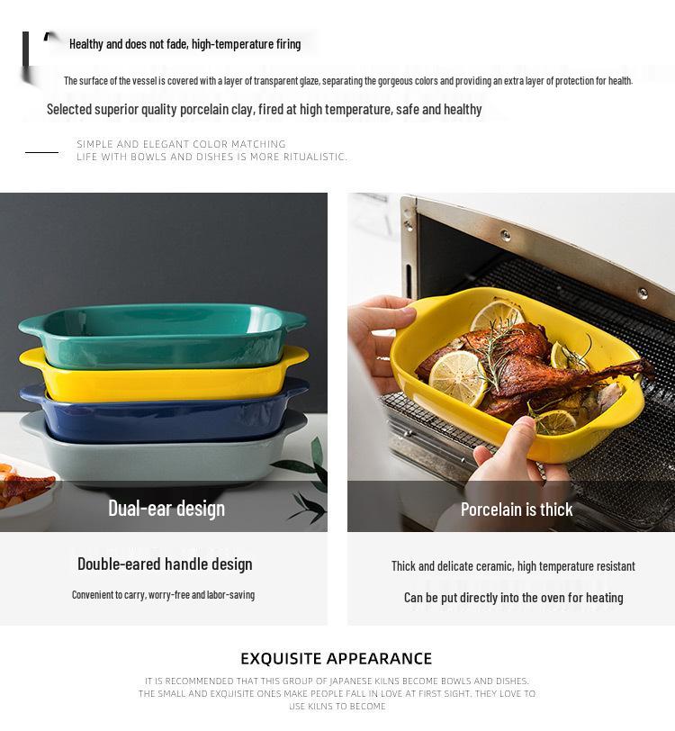 Ceramic Rectangular Baking Tray for Cheese & Rice - Microwave Safe