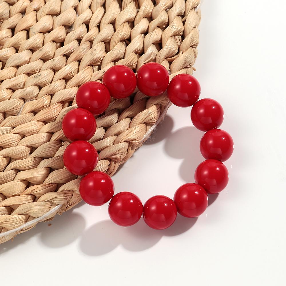 

Punk Colorful Big Round Beaded Bracelet for Women Man New Trendy Acrylic Circle Strechy Bracelet Simple Jewelry Accessories Gift червоний