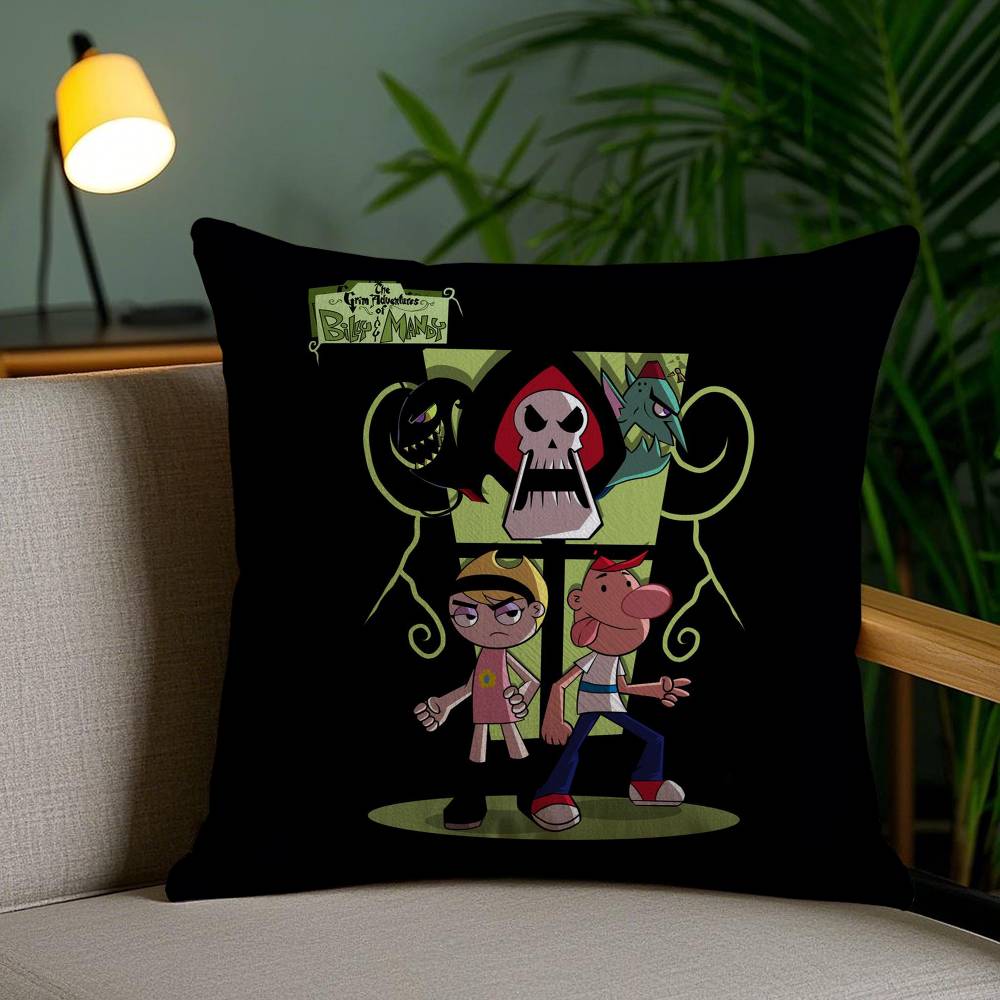 B-Billy & Mandy'sAdventure Pillow Case Home Dorm Chair Back Short Plush Double-sided Printing Office Nap Time Cushion Cover