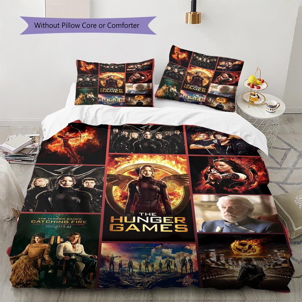 Movie Puzzle Pattern Bedding Quilt Set Quilt Cover Pillowcase Home Decoration Gift (1 * duvet cover + 2 * pillowcase, without core)