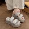 Velcro Blue Heightened Thick-soled Cool Slippers for Women's Outerwear 2025 New Summer Skirt Beach One-word Slippers