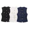 2025 Spring Women's Slim Textured Vest and Single-Breasted Cardigan