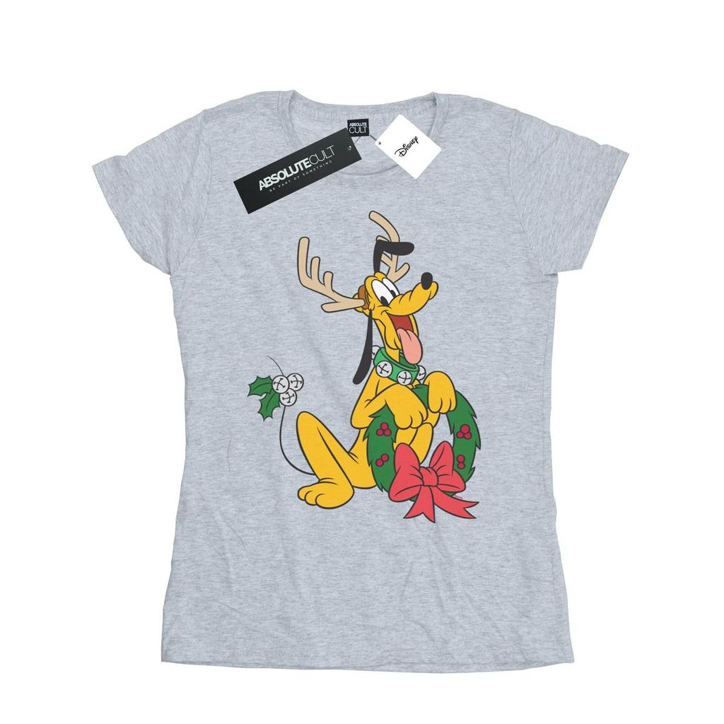 Disney Womens/Ladies Pluto Christmas Reindeer Cotton T-Shirt