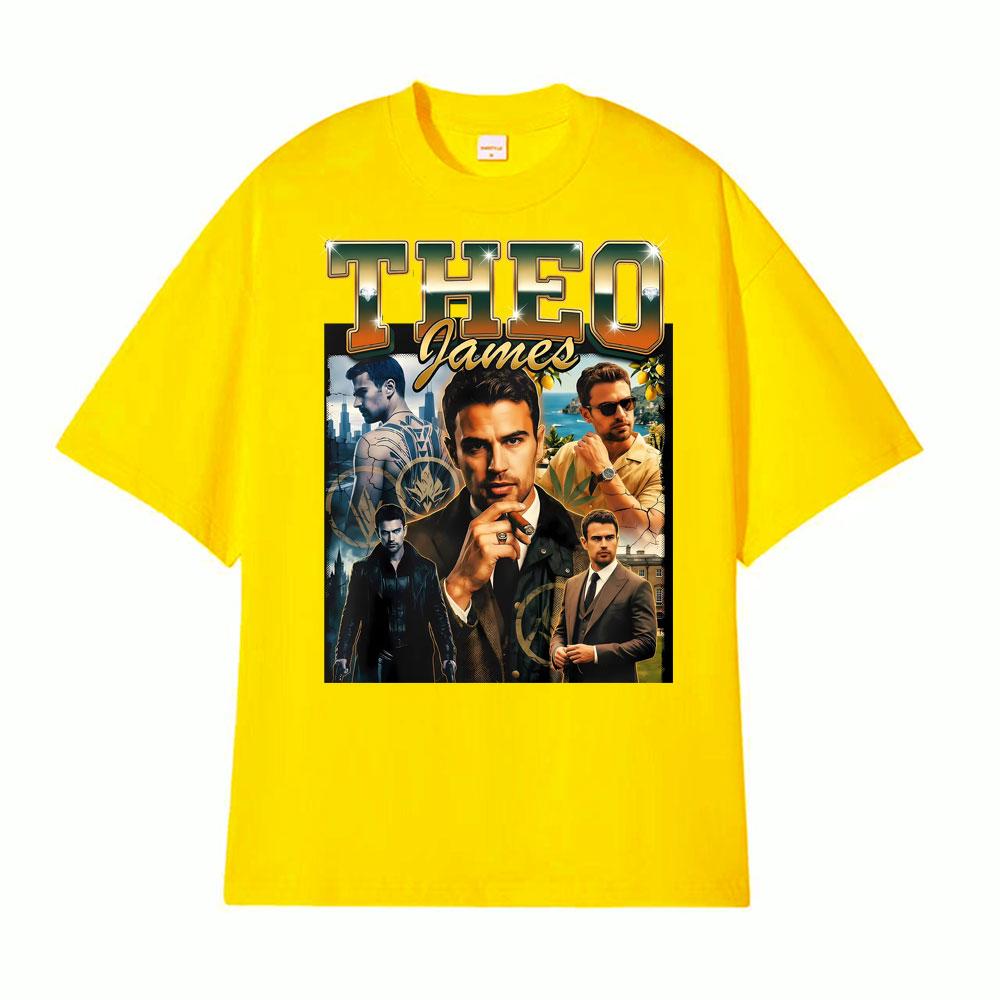 Theo James Sweater Minimalist Portrait Crewneck Print Tshirt Men Women Fashion High Street T Shirts ONeck Short Sleeve T Shirt