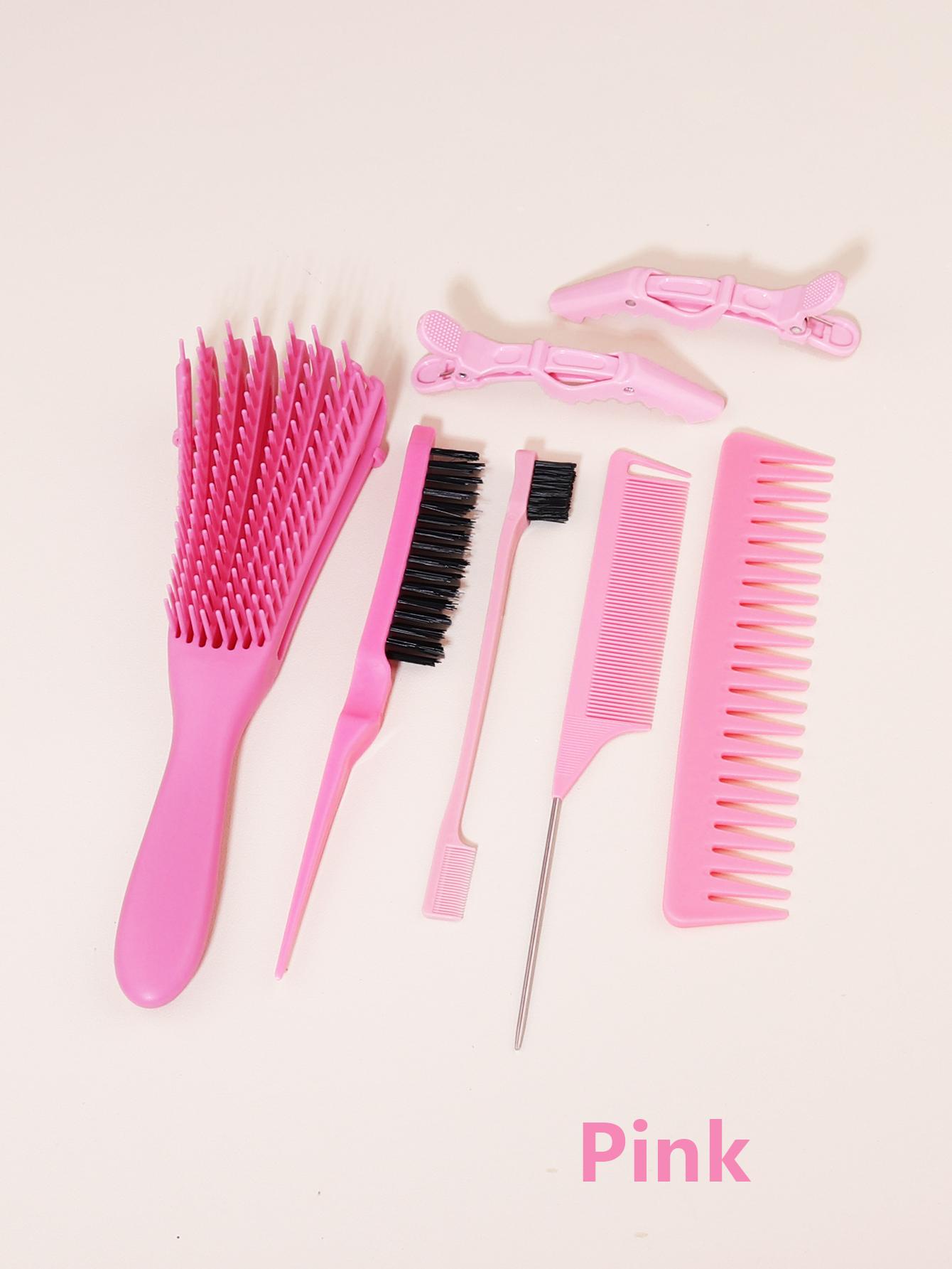 

7pcs edge hair brushes curly scalp massage combs stainless steel ponytail combs fashionable hair clip Special for real hair wigs