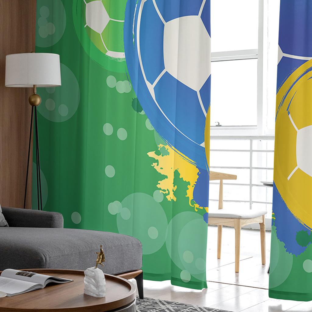 Fußball Grün Graffiti Sportliche Tüllgardinen zur Wohnzimmerdekoration Moderne Chiffon Transparente Voile Küchengardine