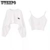Damen-Sweatshirt, kurz, dünn, schmal, langärmelig, Rundhalsausschnitt, lässig, kurzes Oberteil, Bluse, täglich, lässig, zweiteilig, einfacher Stil, Frühling und Herbst