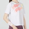 Under Armour Color Block Letter Design Loose Fit Round Neck Short Sleeve T-Shirt Women Tops White 1366006-100