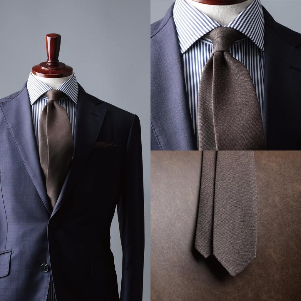 [Y&TAILOR] Necktie [Quattro Piege] Wool CANONICO (Canonico) with interlining, three-fold, hand-rolled, brand Y&TAILOR (Matte Brown)