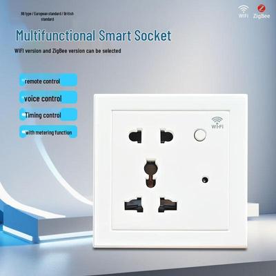 Cross-border Graffiti Smart WiFi/Zigbee Socket with Mobile Control, Timer, Voice Commands, and Energy Monitoring