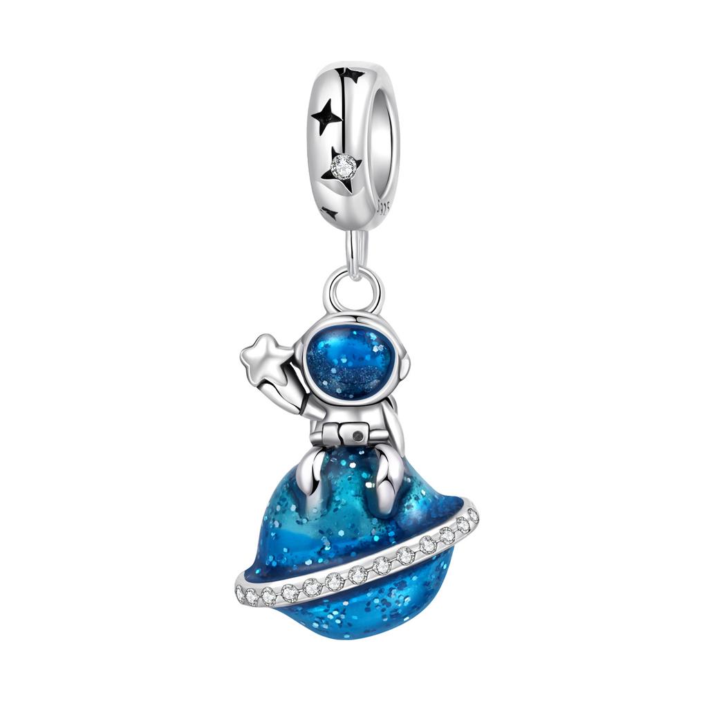 PANPOKI 925 Silver Star Pendant Bracelet Charms DIY Trendy Jewelry Gifts for Party Beads Dreamy Universe