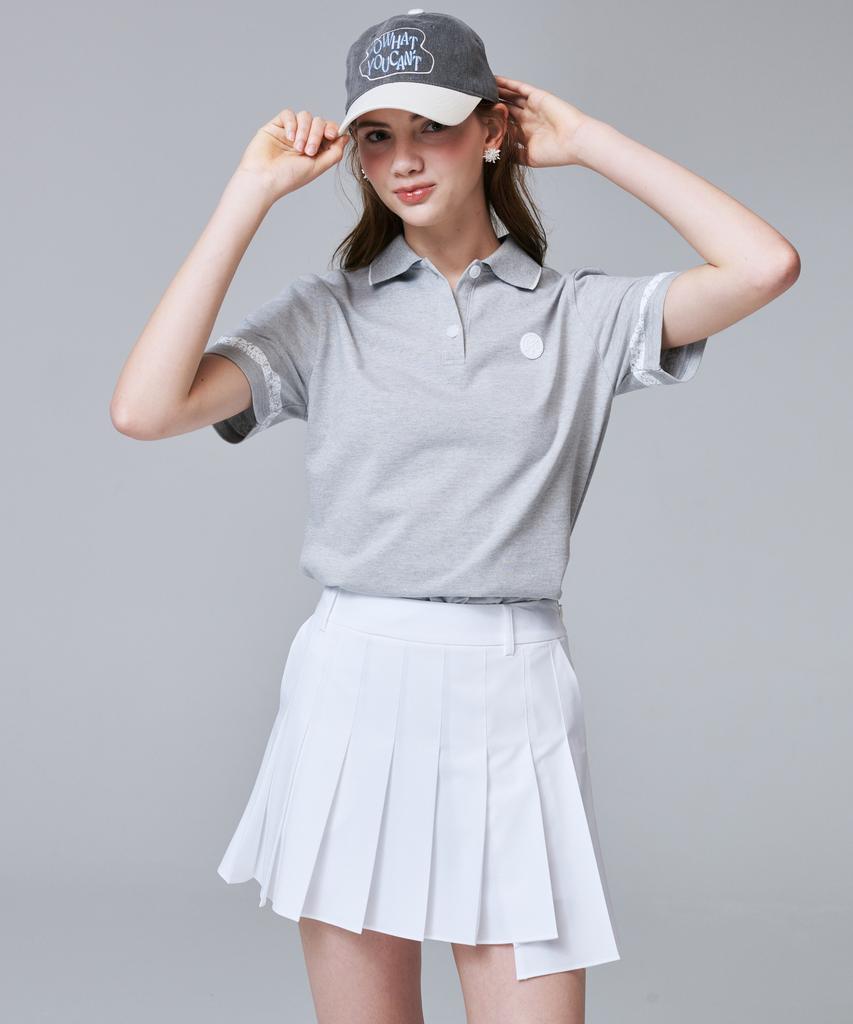 Cream Golf Asymmetrical Pleated Skirt