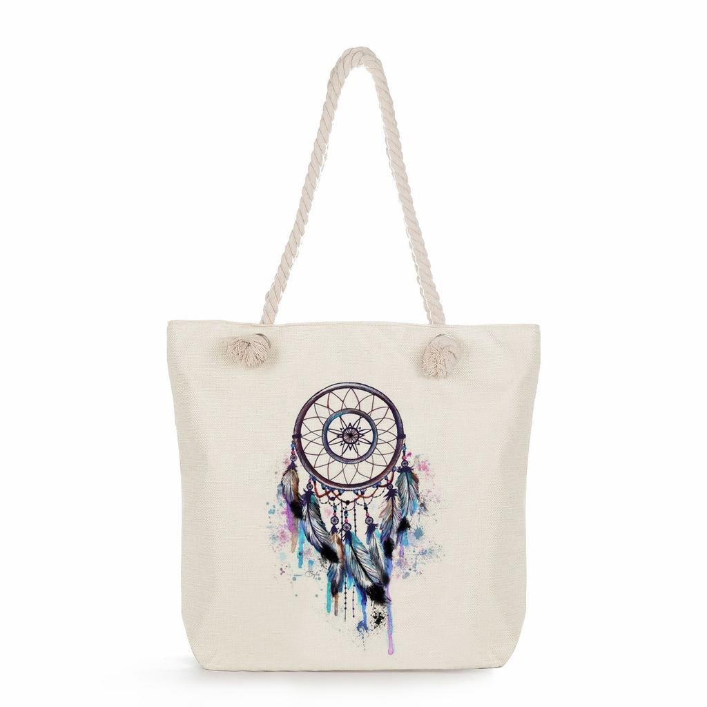 Dreamcatcher print thick rope single-shoulder beach bag 7309 KTB