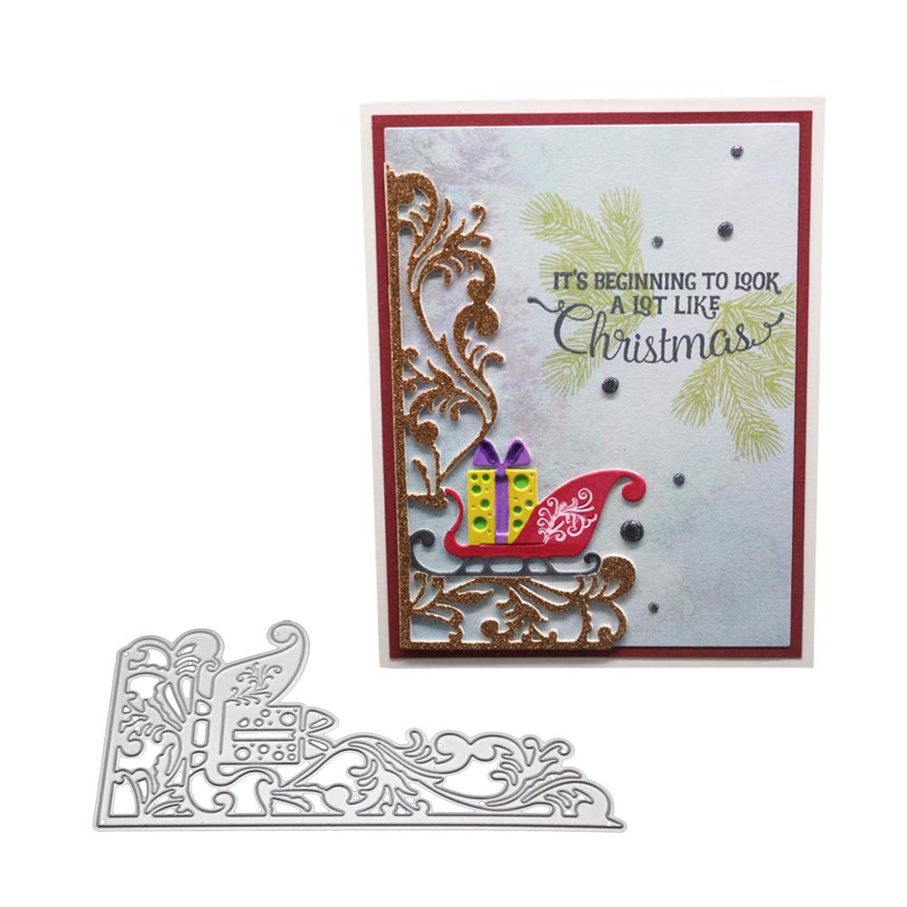Christmas Gifts On the Sled Frame Metal Silvery Stencil Embossing Cutting Dies For Diy Scrapbooking Paper Album Cards Making