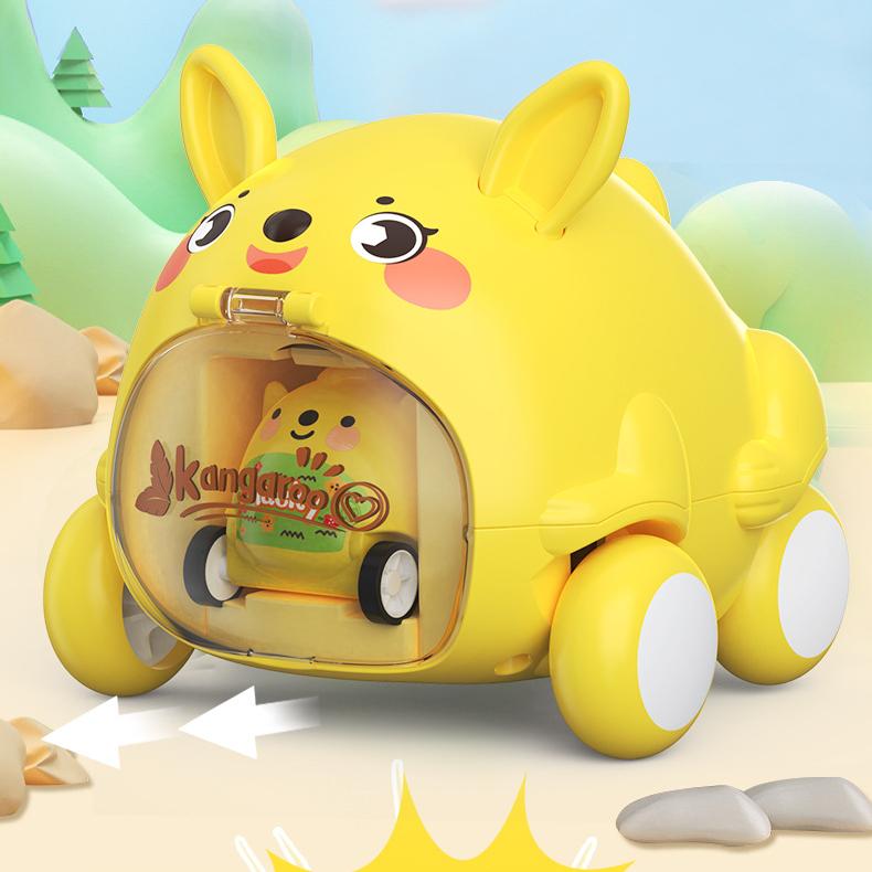 

Симпатичный мультяшный Animal Mother & Baby Catapult Car - Мини-инерционный автомобиль с обратным вращением Развивающая игрушка-головоломка для взаимодействия родителей и детей