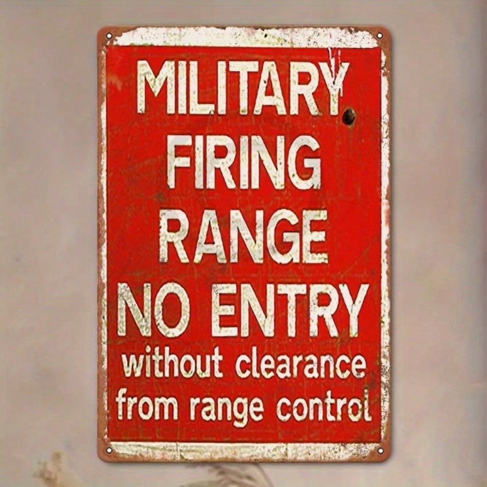 

Vintage Metal Tin Sign No Entry Firing Range Military Wall Decor Garage Bar Cave 20x30 різнокольоровий