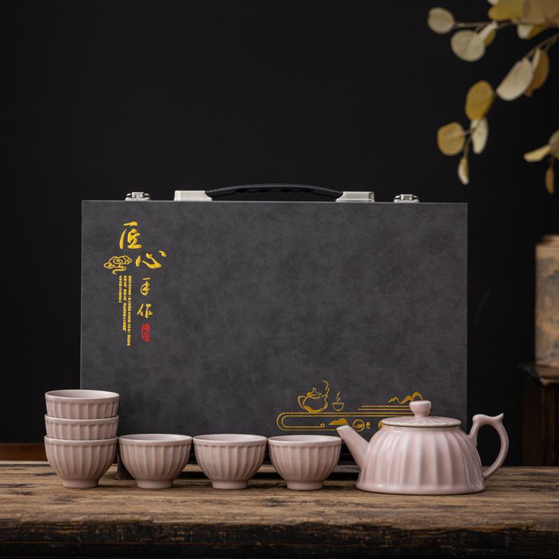 

Высококлассный чайный набор Кун-фу из печи Жу, открытую пленку можно поднять, бытовой чайник, подарочная коробка для чайной чашки