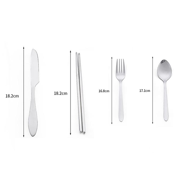 2/3/4pcs Stainless Steel Portable Cutlery Sets Chopsticks Spoon Fork Knife Travel Student Picnic Set Kitchen Accessories