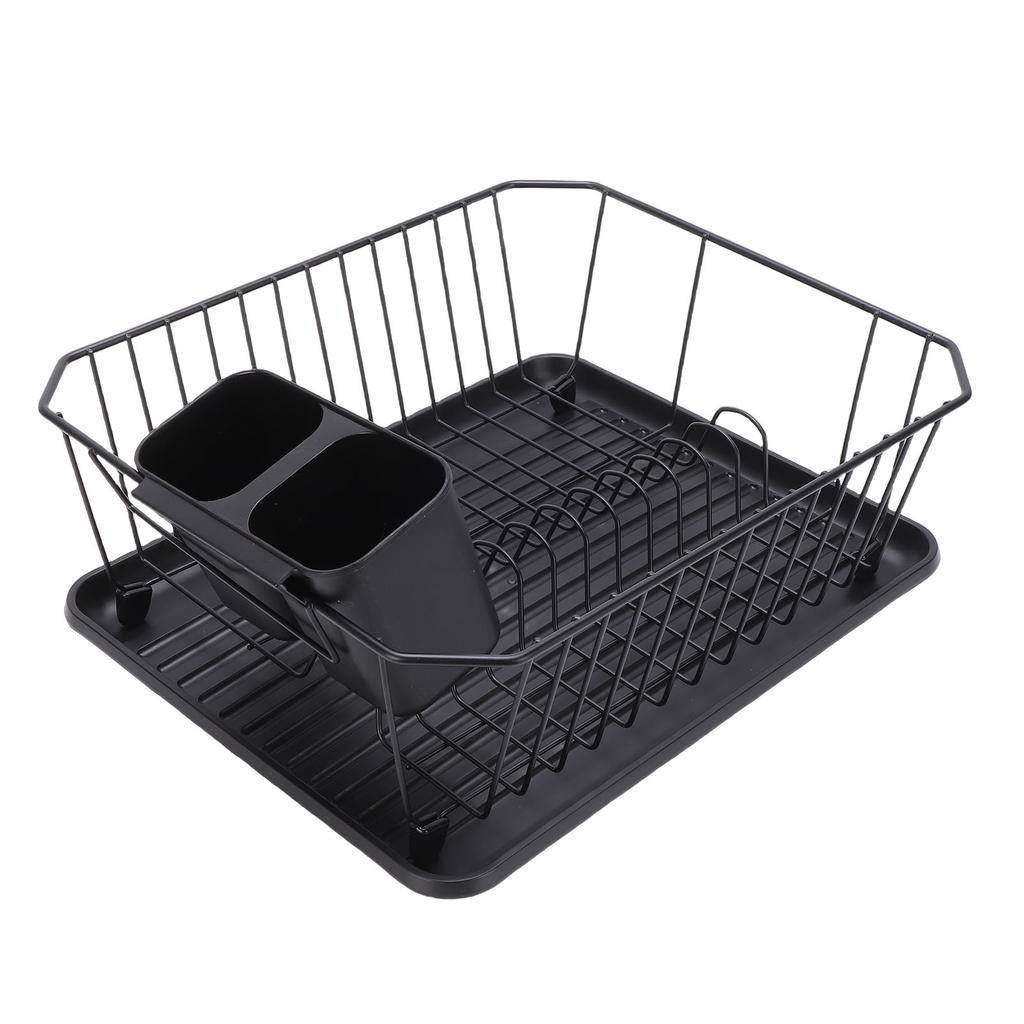 Dish Drying Rack Iron Dish Drainer Rack with Utensil Holder for Kitchen Counter Sink Spoons and Forks