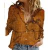 Women'S Map Print Shirt V-Neck Loose Short-Sleeved T-Shirt