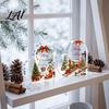 Romantic Christmas Gifts Heart Shaped Acrylic Tabletop Sign 2D Winter Snow Scene Desktop Ornament Home Party Supplies with Santa Snowman &